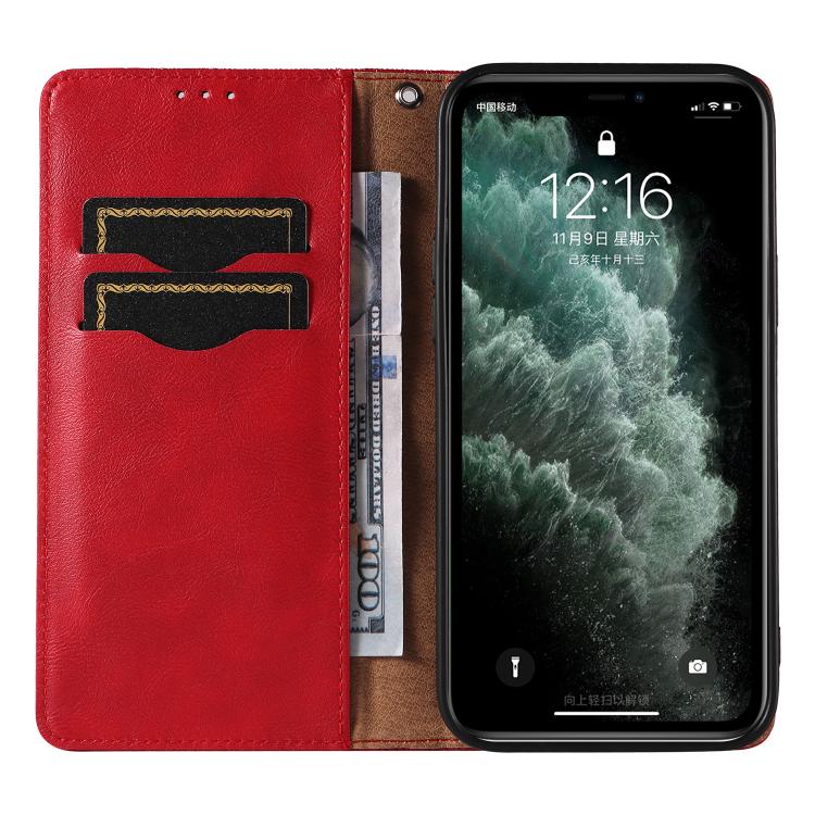 For iPhone 11 Pro Max Braided Embossed Strong Magnetic Leather Phone Case