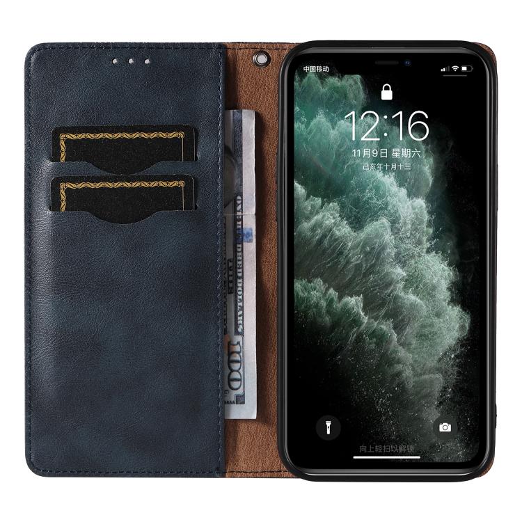 For iPhone 11 Pro Max Braided Embossed Strong Magnetic Leather Phone Case
