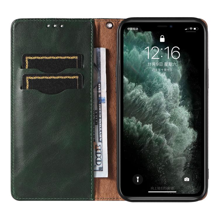 For iPhone 11 Pro Max Braided Embossed Strong Magnetic Leather Phone Case