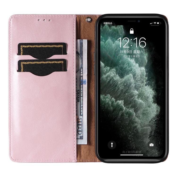 For iPhone 11 Pro Max Braided Embossed Strong Magnetic Leather Phone Case