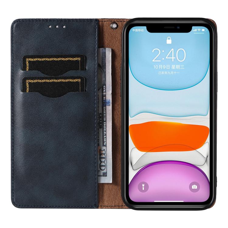 For iPhone 11 Braided Embossed Strong Magnetic Leather Phone Case