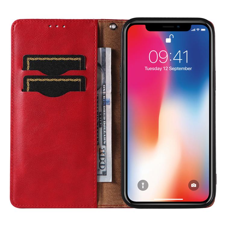 For iPhone X / XS Braided Embossed Strong Magnetic Leather Phone Case