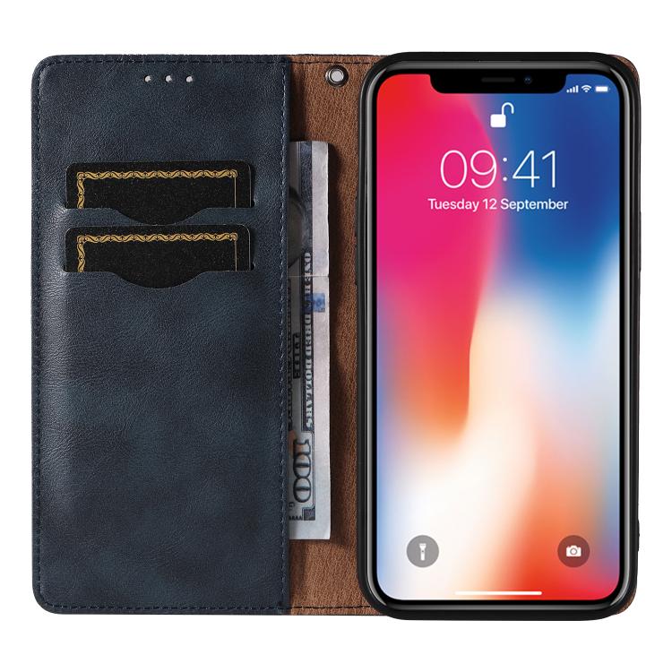 For iPhone X / XS Braided Embossed Strong Magnetic Leather Phone Case