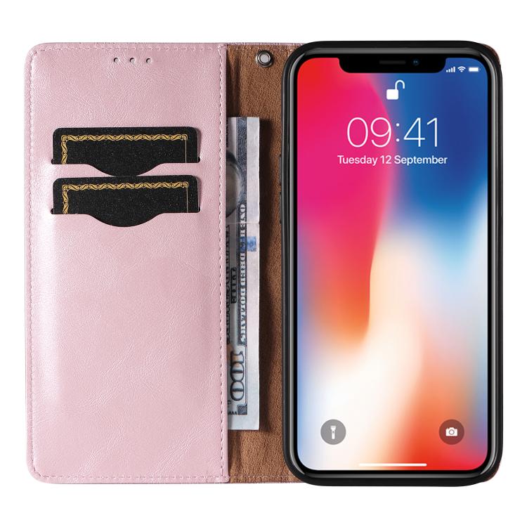 For iPhone X / XS Braided Embossed Strong Magnetic Leather Phone Case