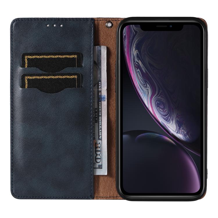 For iPhone XR Braided Embossed Strong Magnetic Leather Phone Case