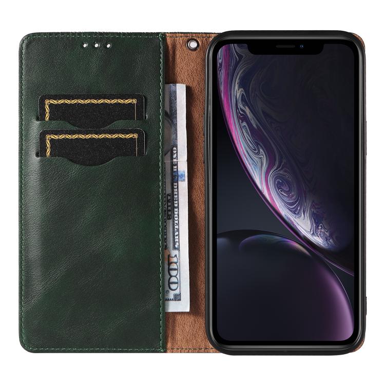 For iPhone XR Braided Embossed Strong Magnetic Leather Phone Case