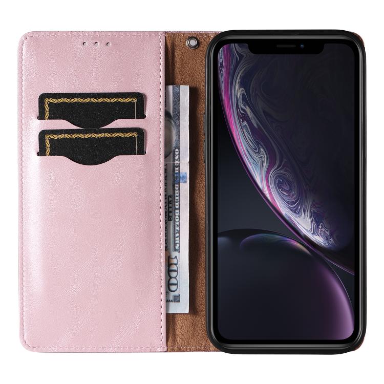 For iPhone XR Braided Embossed Strong Magnetic Leather Phone Case