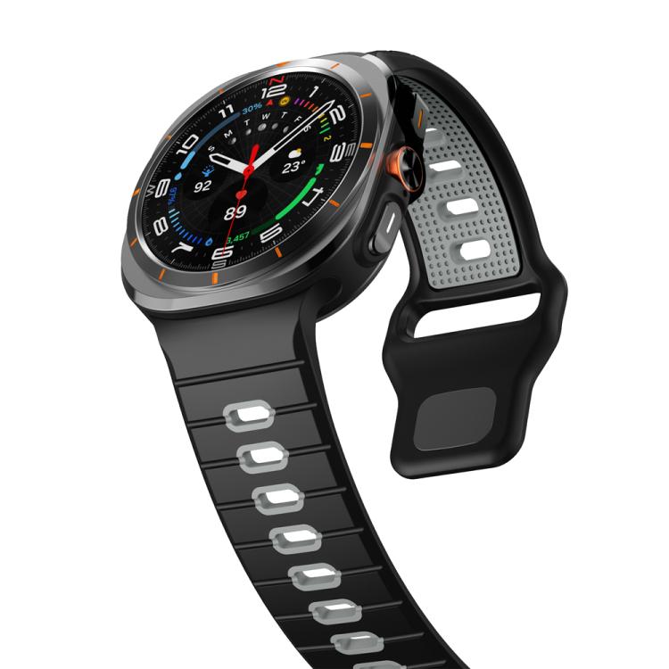 For Samsung Galaxy Watch Ultra 47mm / Ultra 2025 Horizontal Stripes Reverse Buckle Silicone Watch Band