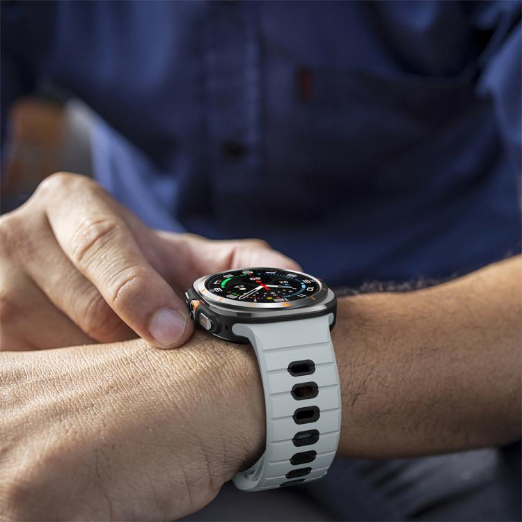 For Samsung Galaxy Watch Ultra 47mm / Ultra 2025 Horizontal Stripes Reverse Buckle Silicone Watch Band