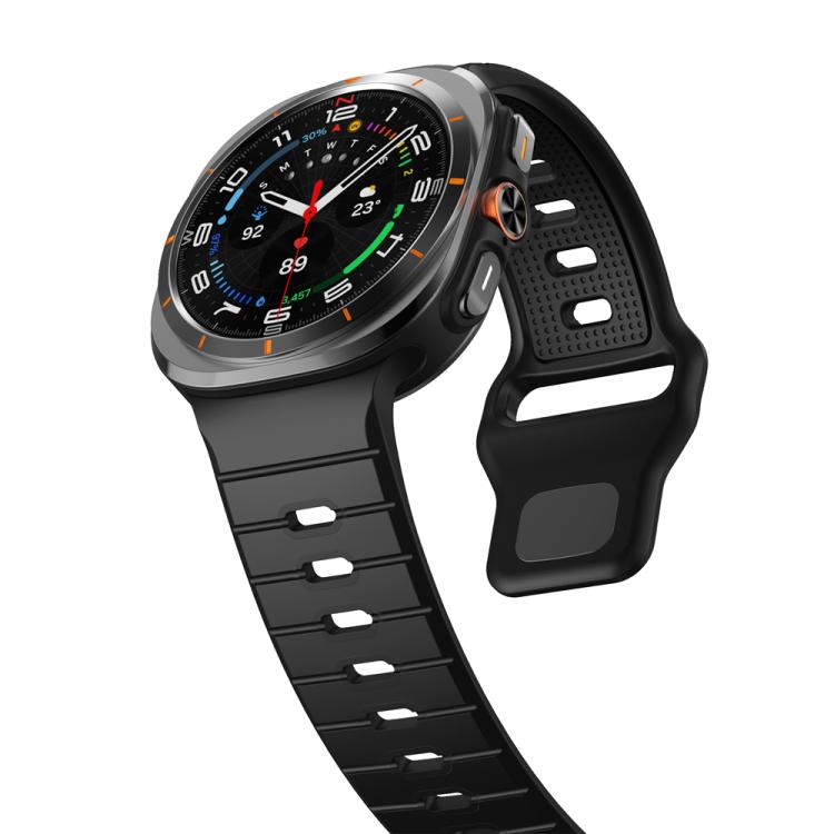 For Samsung Galaxy Watch Ultra 47mm / Ultra 2025 Horizontal Stripes Reverse Buckle Silicone Watch Band
