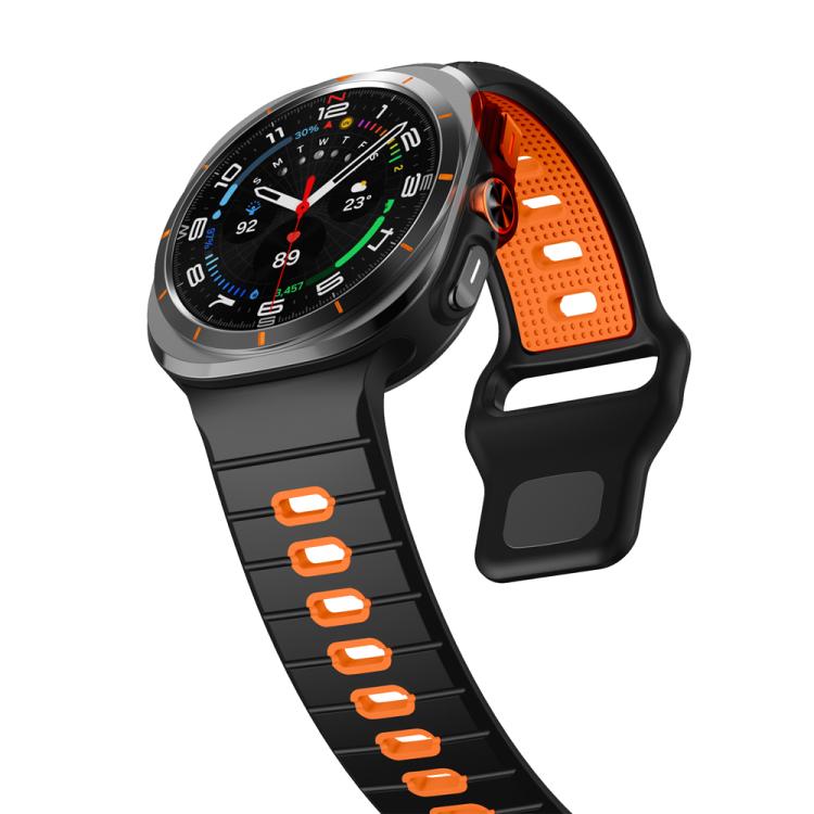 For Samsung Galaxy Watch Ultra 47mm / Ultra 2025 Horizontal Stripes Reverse Buckle Silicone Watch Band