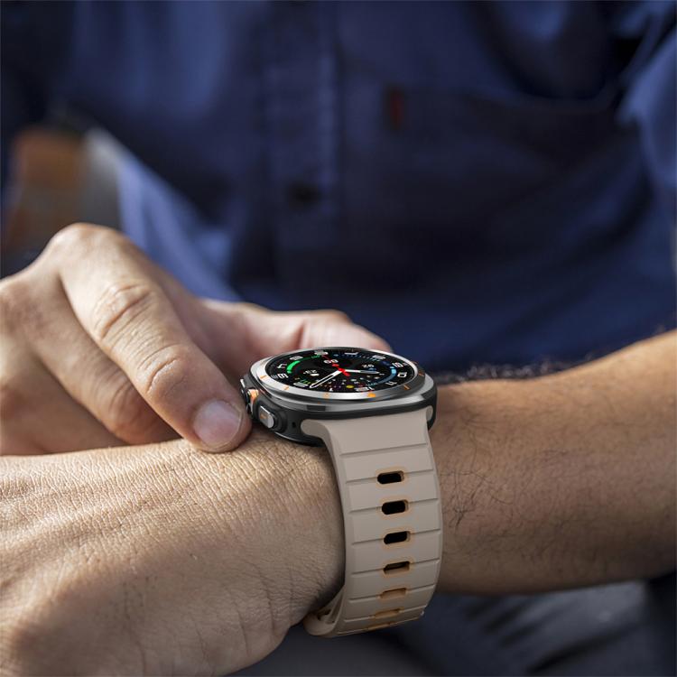 For Samsung Galaxy Watch Ultra 47mm / Ultra 2025 Horizontal Stripes Reverse Buckle Silicone Watch Band