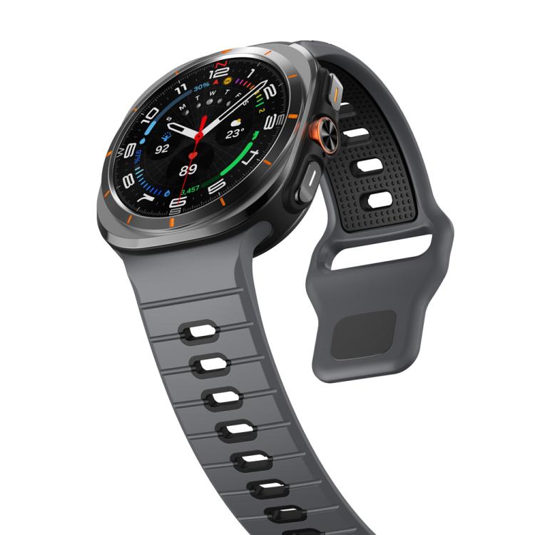 For Samsung Galaxy Watch Ultra 47mm / Ultra 2025 Horizontal Stripes Reverse Buckle Silicone Watch Band