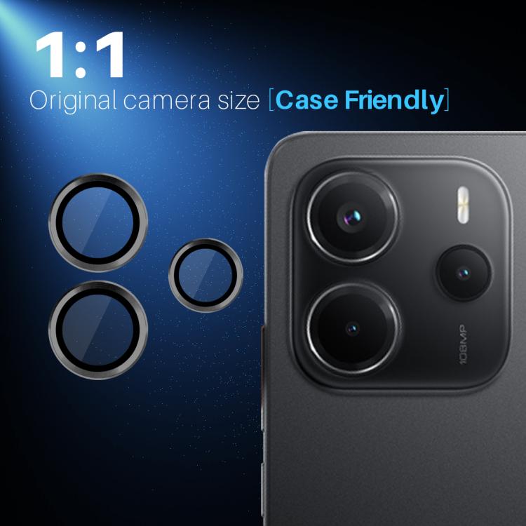 For Xiaomi Redmi Note 14 4G 163.25mm NORTHJO Camera Lens Protector CD Metal Ring Tempered Glass Film