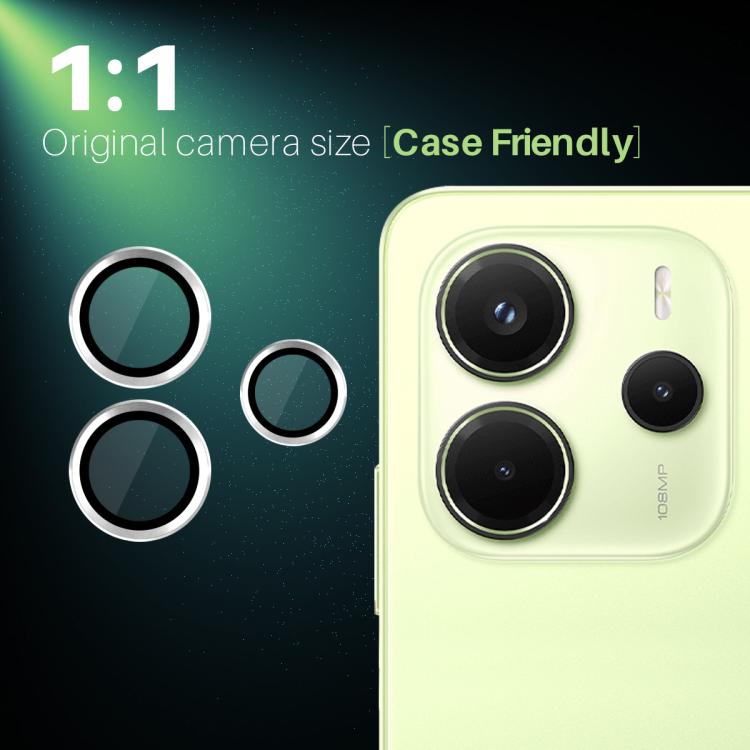 For Xiaomi Redmi Note 14 4G 163.25mm NORTHJO Camera Lens Protector CD Metal Ring Tempered Glass Film