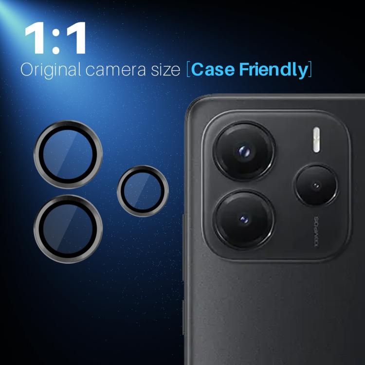 For Xiaomi Redmi Note 14 5G NORTHJO Camera Lens Protector CD Metal Ring Tempered Glass Film