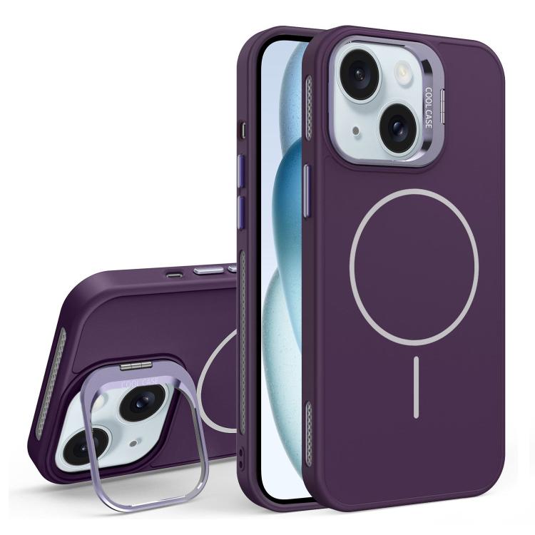 For iPhone 15 Organic Silicone Lens Holder MagSafe Phone Case