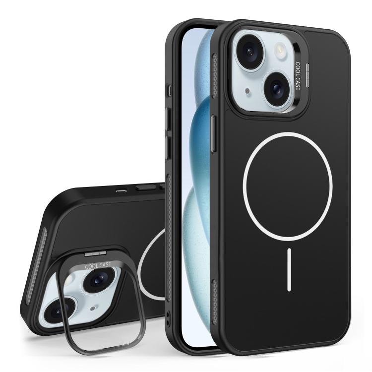 For iPhone 15 Organic Silicone Lens Holder MagSafe Phone Case