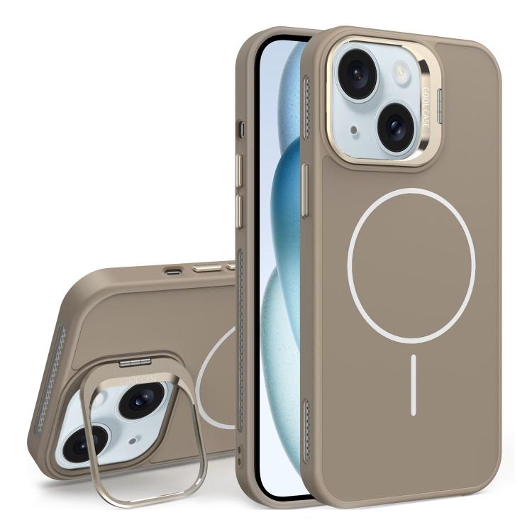 For iPhone 15 Organic Silicone Lens Holder MagSafe Phone Case