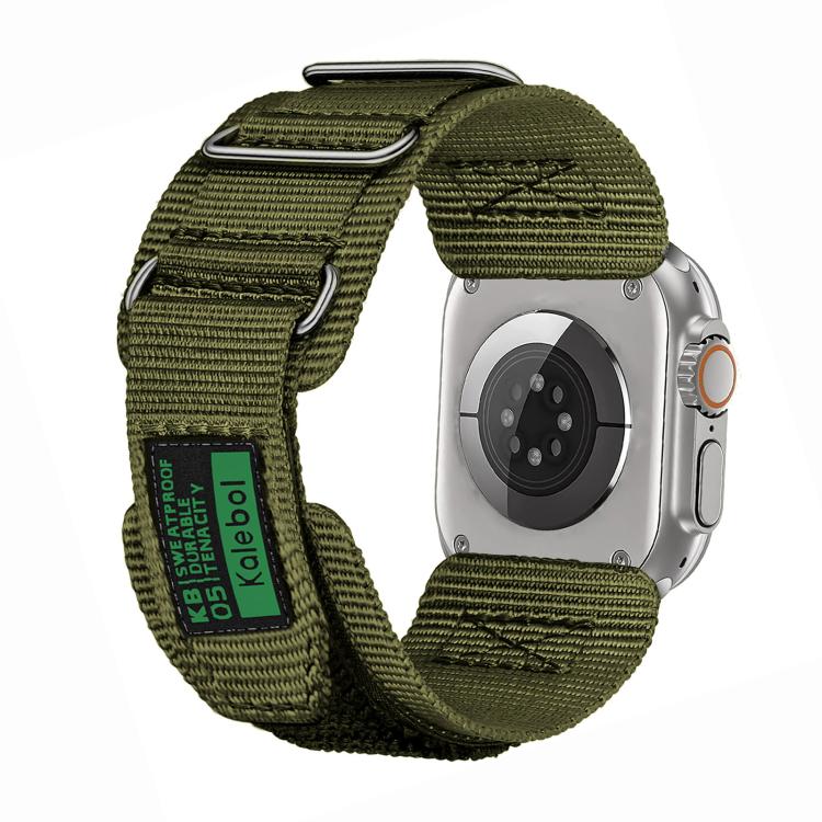 For Apple Watch 46mm / 49mm / 45mm / 44mm Kalebol Hook and Tri-Loop Nylon Watch Band