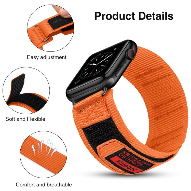 For Apple Watch 42mm / 41mm / 40mm / 38mm Kalebol Hook and Tri-Loop Nylon Watch Band