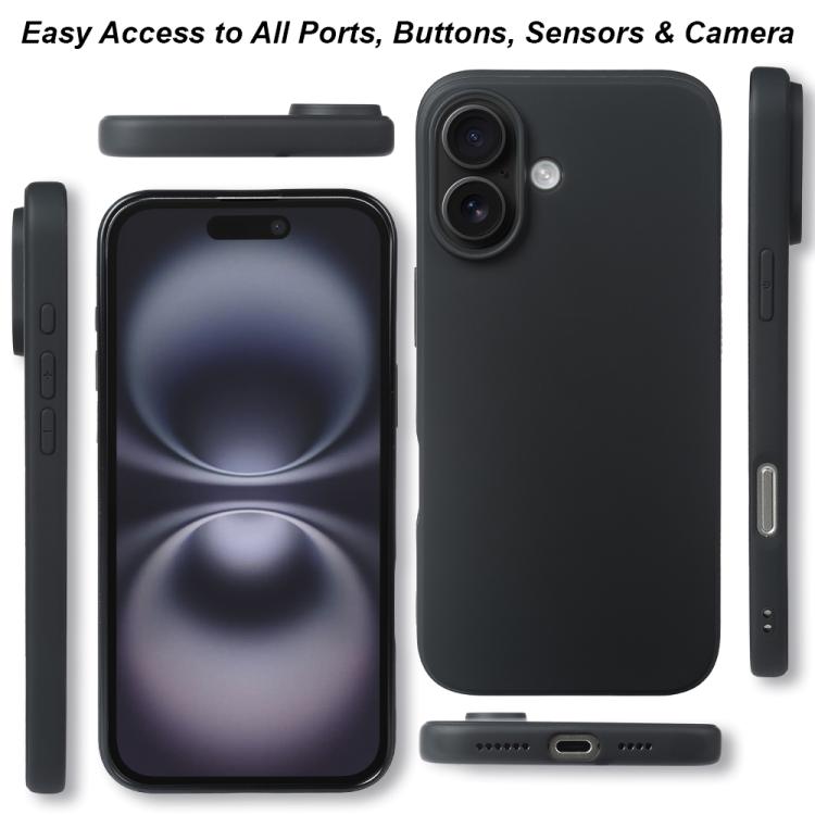 For iPhone 16 Plus RCS Single-sided Frosted TPU Phone Case - Black