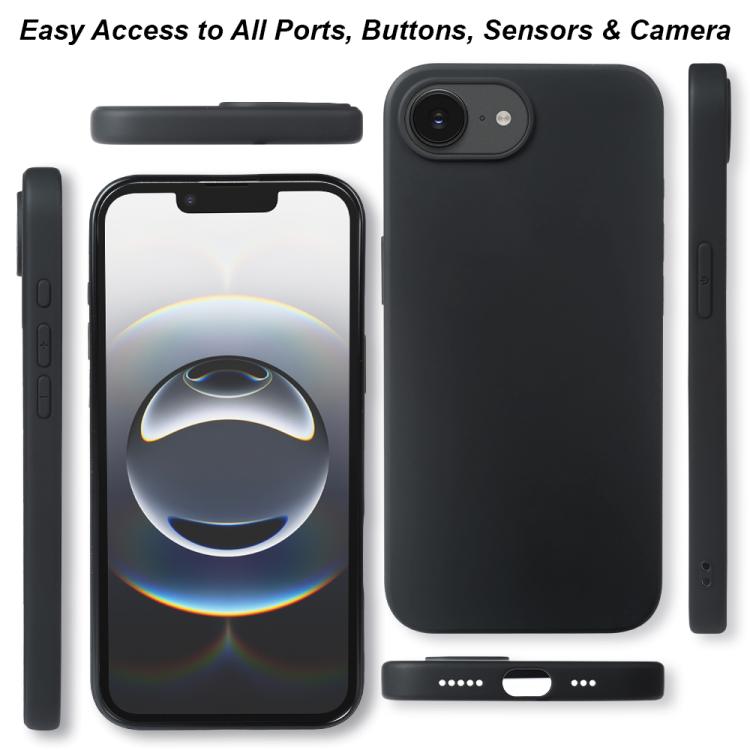 For iPhone 16e RCS Single-sided Frosted TPU Phone Case - Black