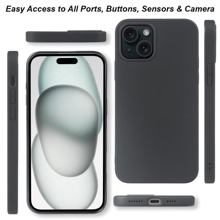 For iPhone 15 RCS Single-sided Frosted TPU Phone Case - Black