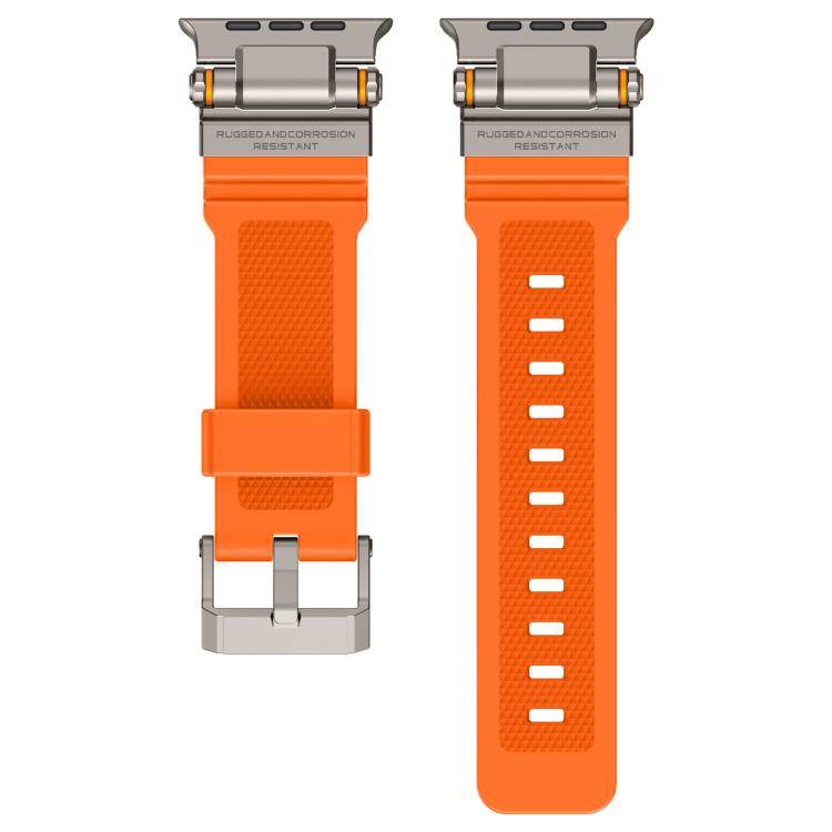 For Apple Watch 42 / 44 / 45 / 46 / 49mm Metal Connector Explorer Silicone Watch Band