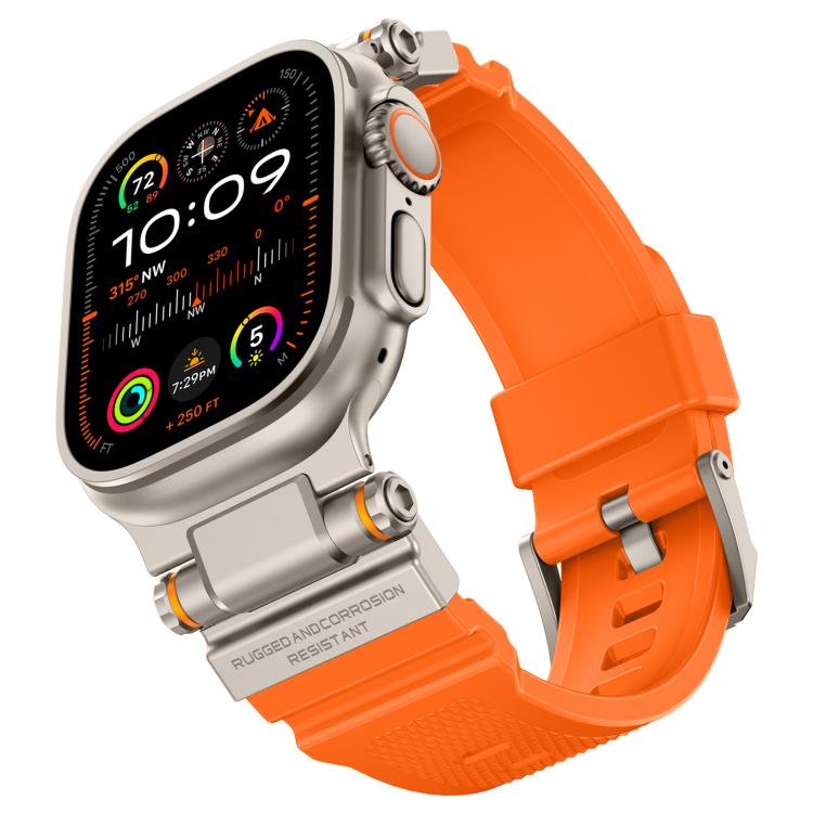 For Apple Watch 42 / 44 / 45 / 46 / 49mm Metal Connector Explorer Silicone Watch Band
