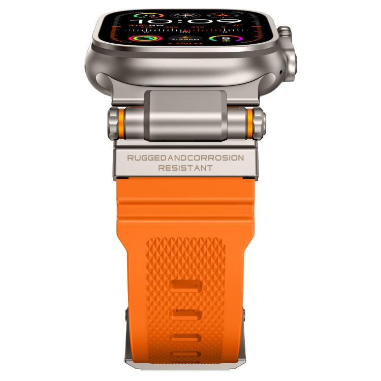 For Apple Watch 42 / 44 / 45 / 46 / 49mm Metal Connector Explorer Silicone Watch Band