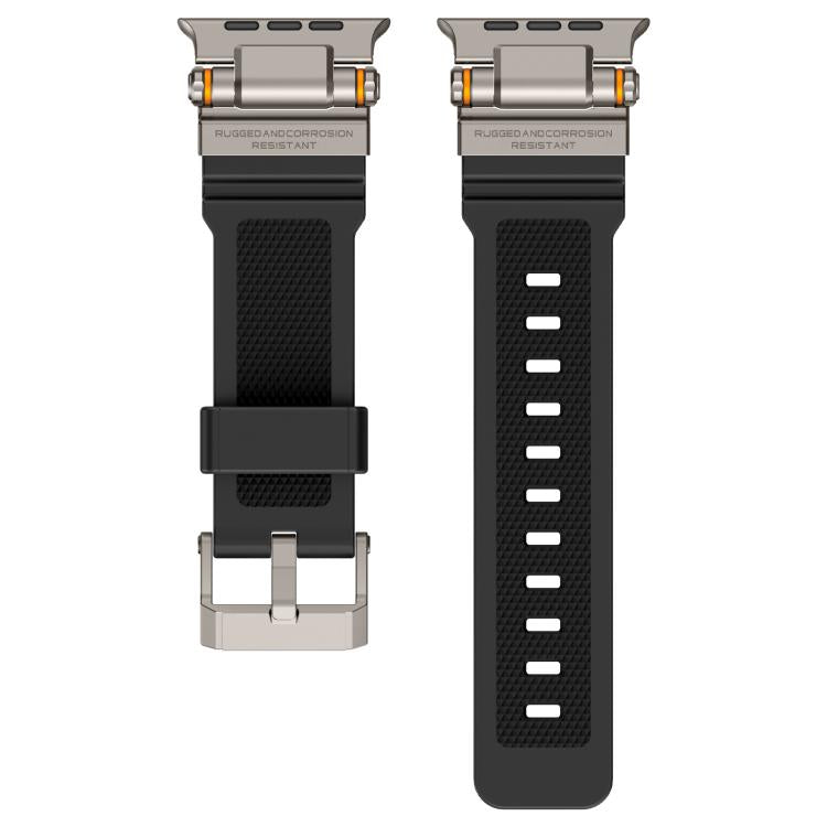 For Apple Watch 42 / 44 / 45 / 46 / 49mm Metal Connector Explorer Silicone Watch Band
