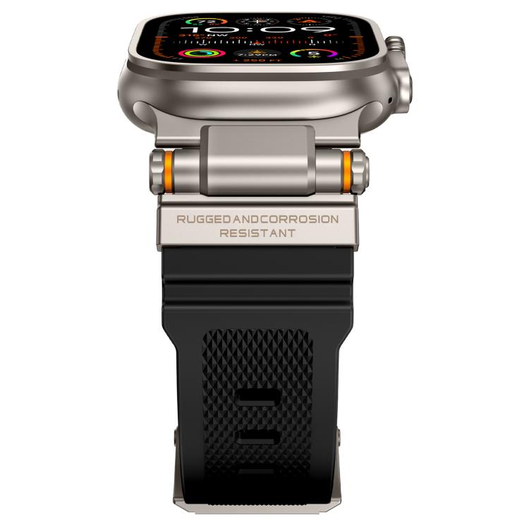 For Apple Watch 42 / 44 / 45 / 46 / 49mm Metal Connector Explorer Silicone Watch Band