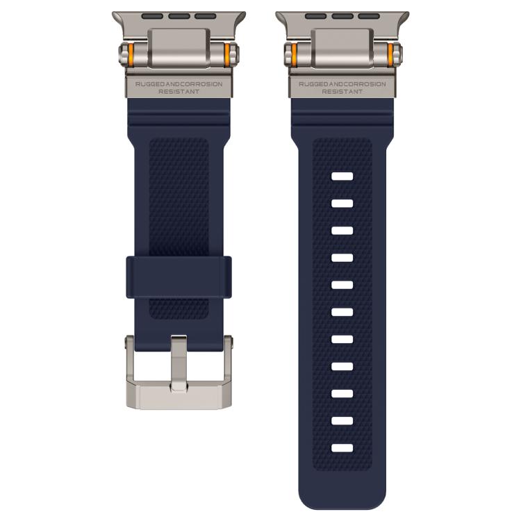 For Apple Watch 42 / 44 / 45 / 46 / 49mm Metal Connector Explorer Silicone Watch Band