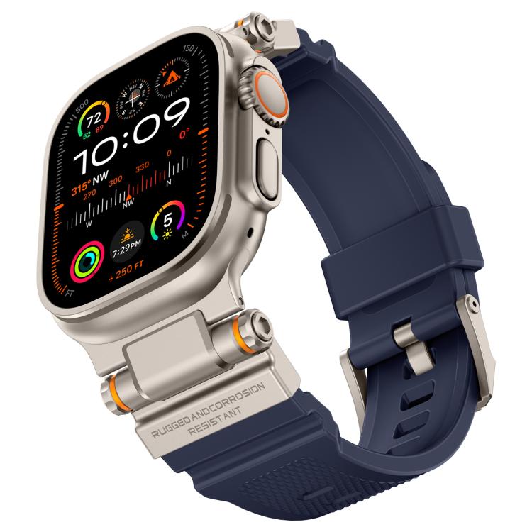 For Apple Watch 42 / 44 / 45 / 46 / 49mm Metal Connector Explorer Silicone Watch Band
