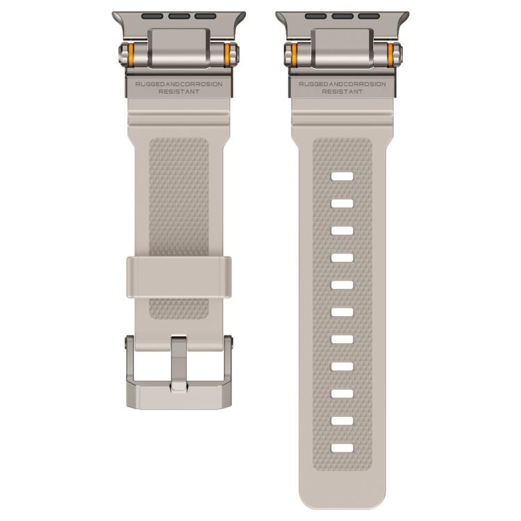 For Apple Watch 42 / 44 / 45 / 46 / 49mm Metal Connector Explorer Silicone Watch Band