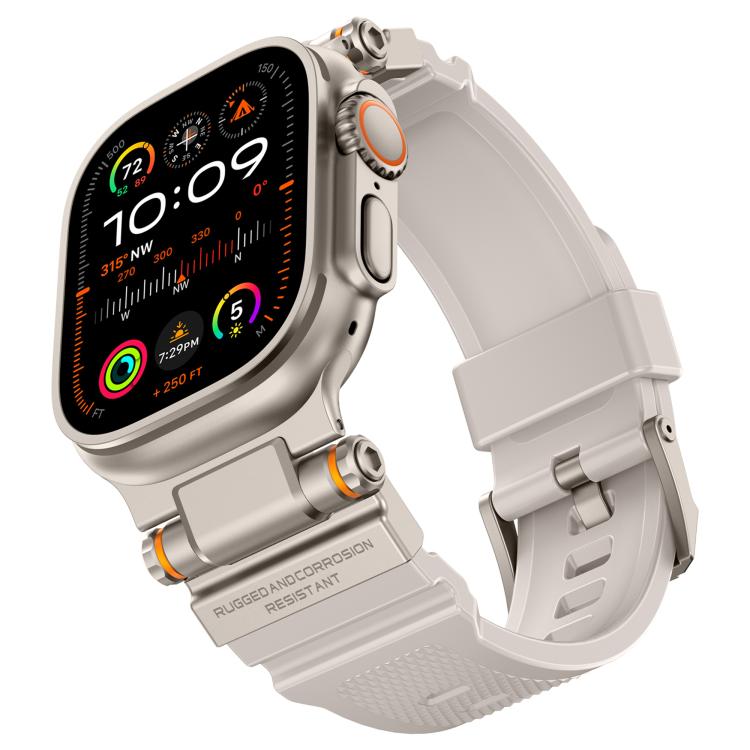 For Apple Watch 42 / 44 / 45 / 46 / 49mm Metal Connector Explorer Silicone Watch Band