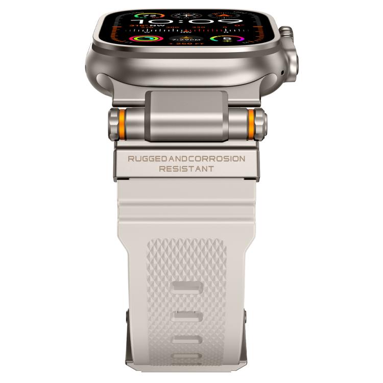 For Apple Watch 42 / 44 / 45 / 46 / 49mm Metal Connector Explorer Silicone Watch Band