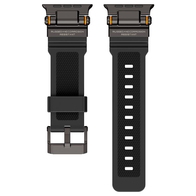 For Apple Watch 42 / 44 / 45 / 46 / 49mm Metal Connector Explorer Silicone Watch Band