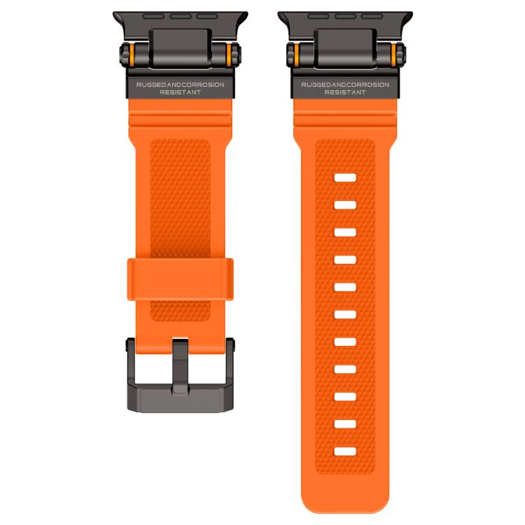 For Apple Watch 42 / 44 / 45 / 46 / 49mm Metal Connector Explorer Silicone Watch Band