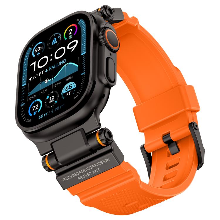 For Apple Watch 42 / 44 / 45 / 46 / 49mm Metal Connector Explorer Silicone Watch Band