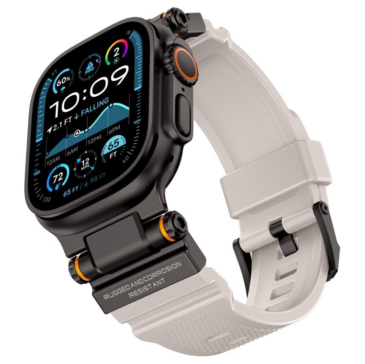 For Apple Watch 42 / 44 / 45 / 46 / 49mm Metal Connector Explorer Silicone Watch Band