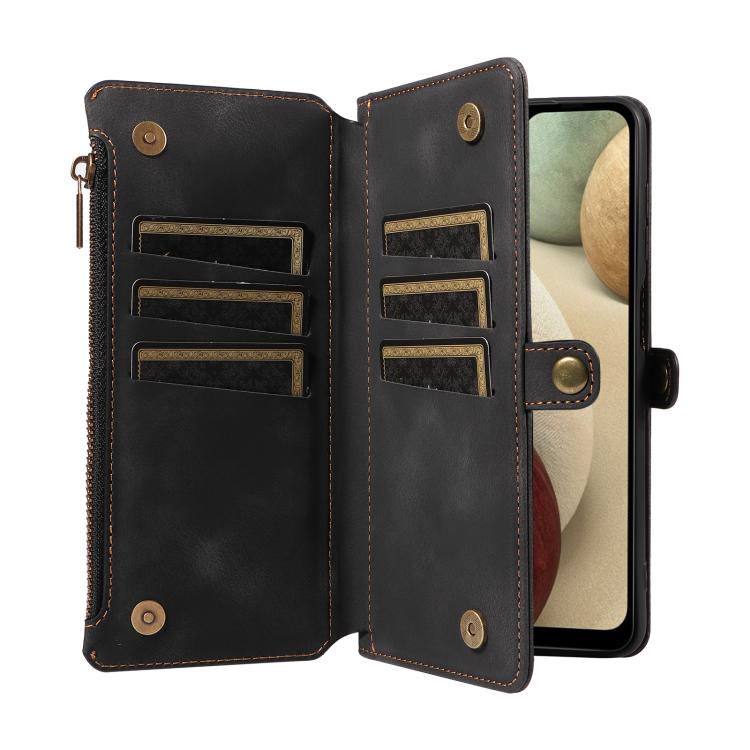For Samsung Galaxy A12 Fantasy Multifunctional Zipper Wallet Leather Phone Case
