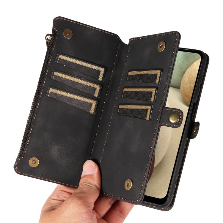 For Samsung Galaxy A12 Fantasy Multifunctional Zipper Wallet Leather Phone Case