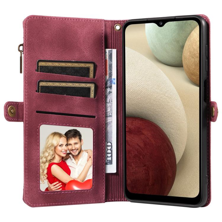 For Samsung Galaxy A12 Fantasy Multifunctional Zipper Wallet Leather Phone Case
