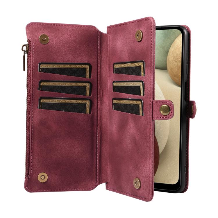 For Samsung Galaxy A12 Fantasy Multifunctional Zipper Wallet Leather Phone Case