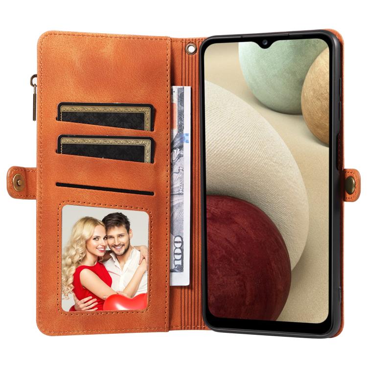 For Samsung Galaxy A12 Fantasy Multifunctional Zipper Wallet Leather Phone Case
