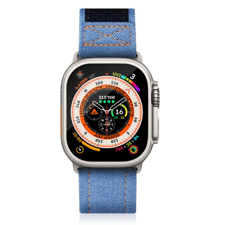 For Apple Watch 42mm / 41mm / 40mm / 38mm Kalebol Cool Denim Nylon Hook and Loop Fastener Watch Band