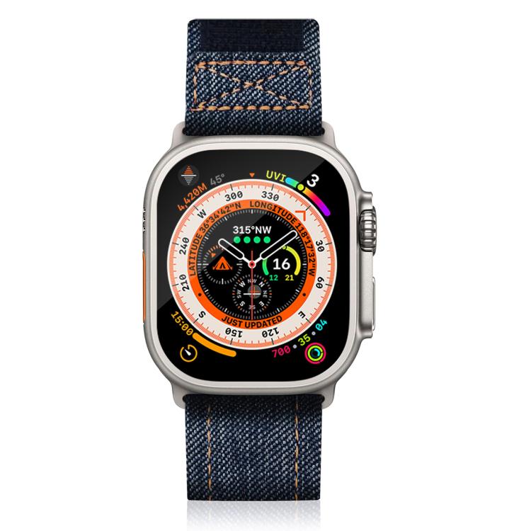 For Apple Watch 42mm / 41mm / 40mm / 38mm Kalebol Cool Denim Nylon Hook and Loop Fastener Watch Band