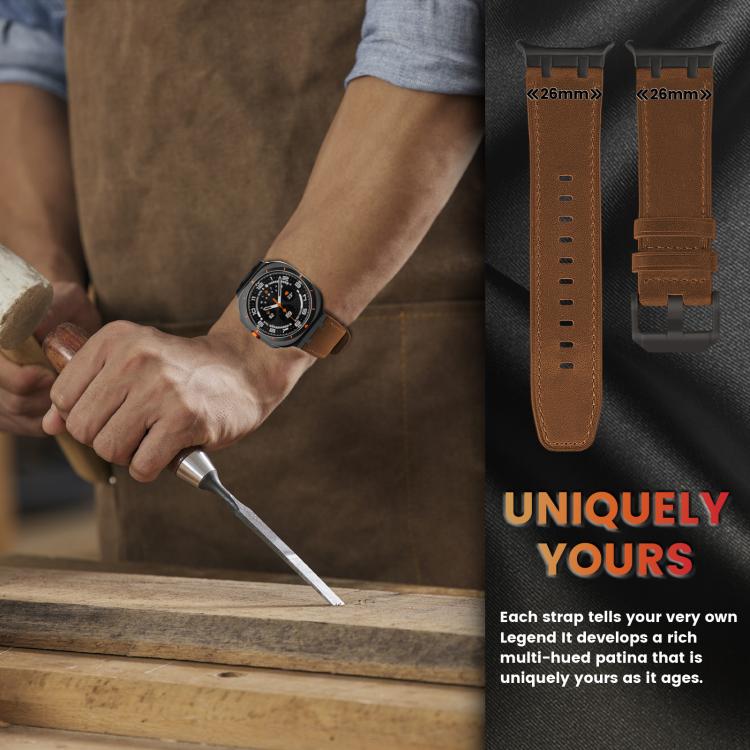 For Samsung Galaxy Watch Ultra 47mm / Ultra 2025 Crazy Horse Leather Watch Band